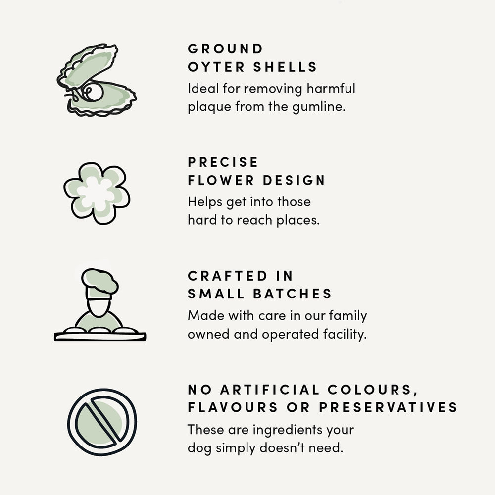 Fabriqué au Canada Crumps’ Naturals Bacon Dental, standard de qualité locale.