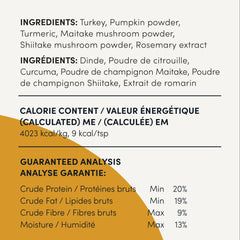 Bol chien avec Crumps’ Naturals Dinde Poudres Dorées pour une présentation appétissante