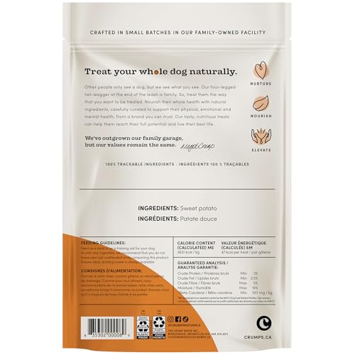 Friandises patate douce mâchables Crumps' Naturals, option saine pour chiens actifs