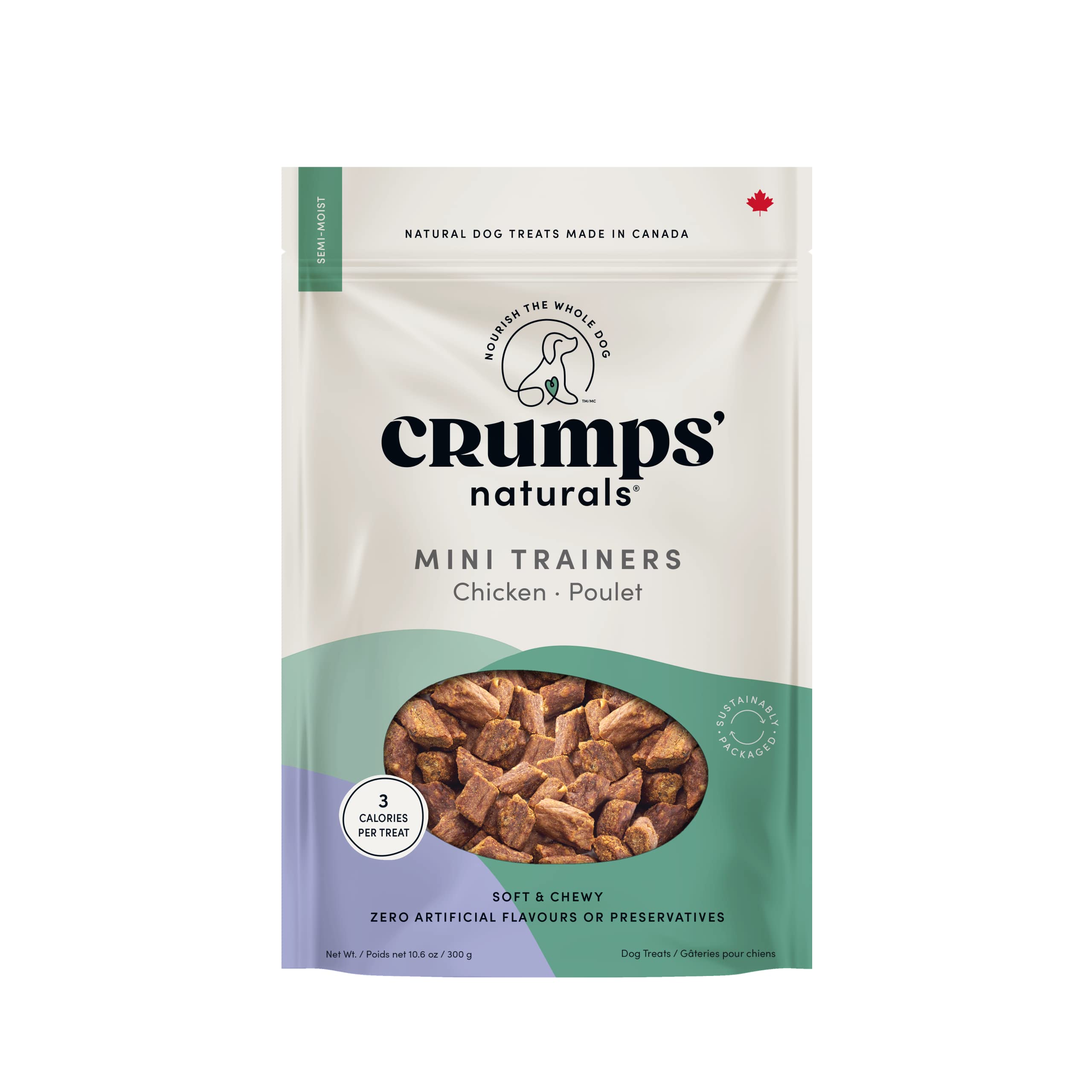 Crumps’ Naturals Mini Trainer poulet, emballage varié, récompense pratique pour chiots