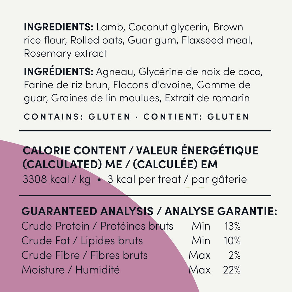 Crumps’ Naturals Mini Trainers Agneau semi-humide texture douce et moelleuse pour une mastication agréable.