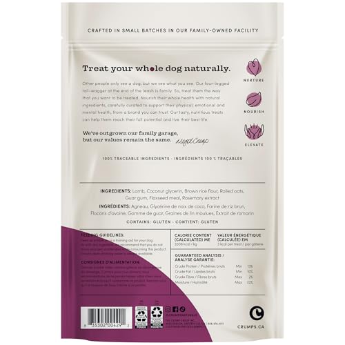 Crumps’ Naturals, emballage recyclable, choix éco-responsable pour des friandises canines.