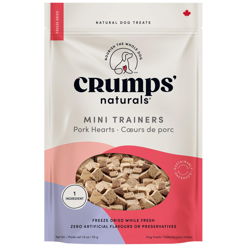 Crumps’ Naturals Mini Trainers, paquet visible, récompense pratique pour l'entraînement.
