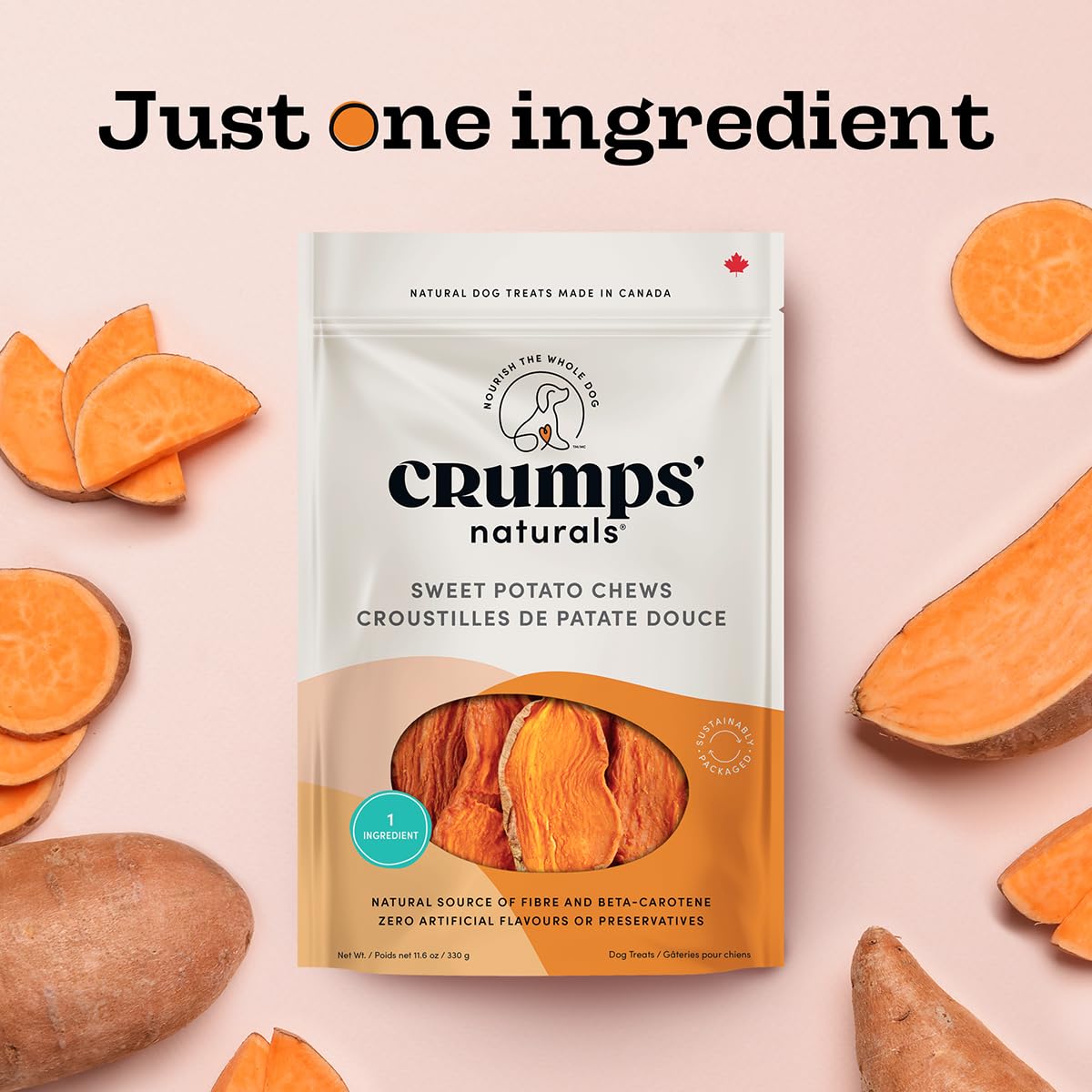 Crumps’ Naturals patate-douce, riche en bêta-carotène, collation naturelle.