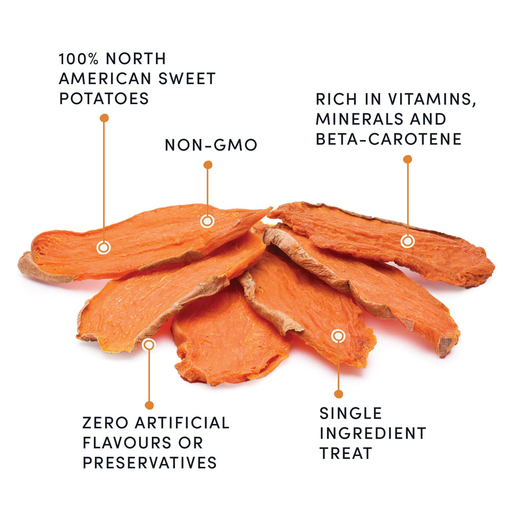 Crumps’ Naturals patate-douce, produite au Canada, origine locale sûre.