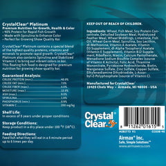 CrystalClear Platinum – granulés flottants 5 mm pour grands koi; croissance et vitalité.