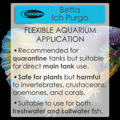 Crystalpro Betta Ich Purgo, précautions-bleu, peut teindre surfaces si mal utilisé.