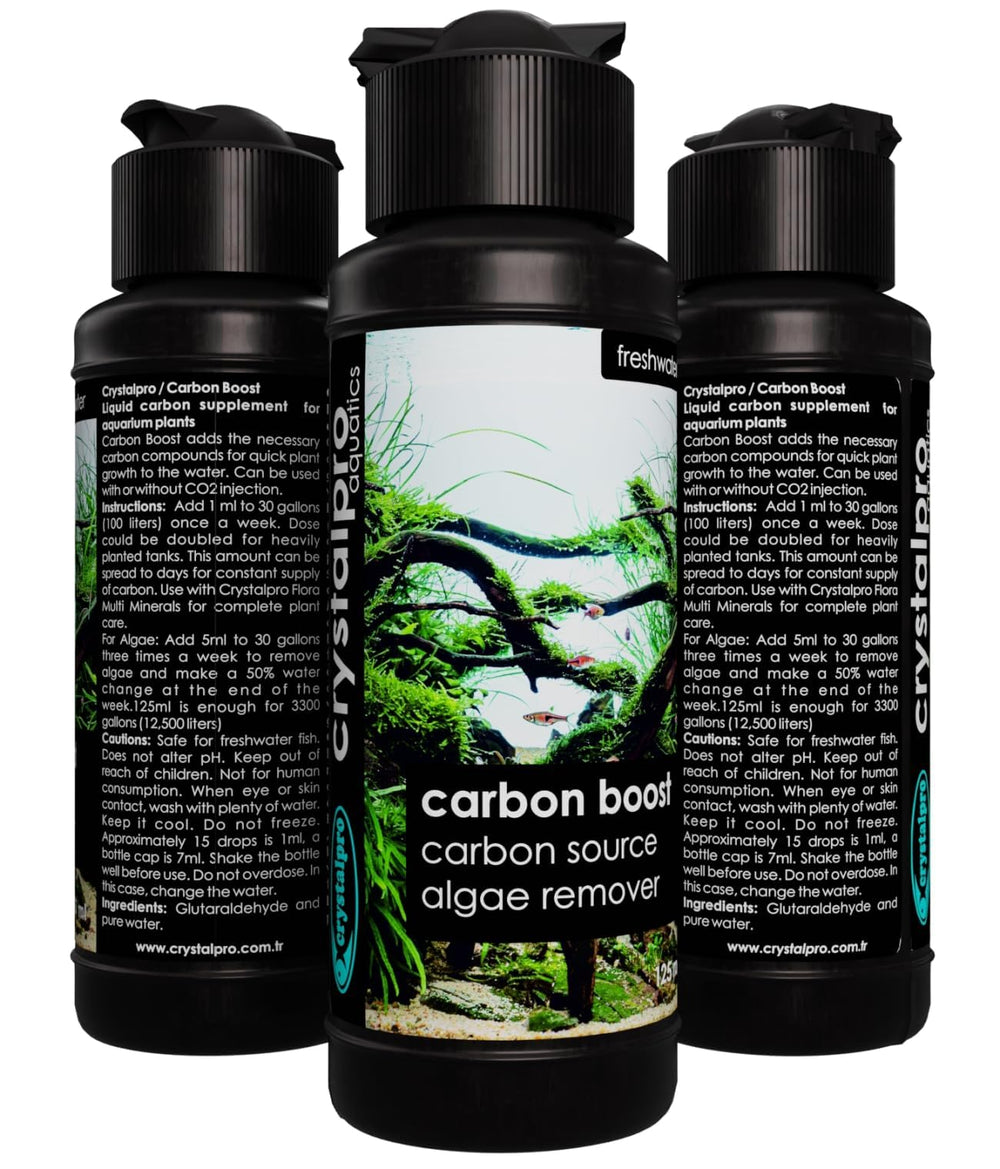 Dosage hebdo de Crystalpro Carbon Boost pour un bac planté dense et équilibré.