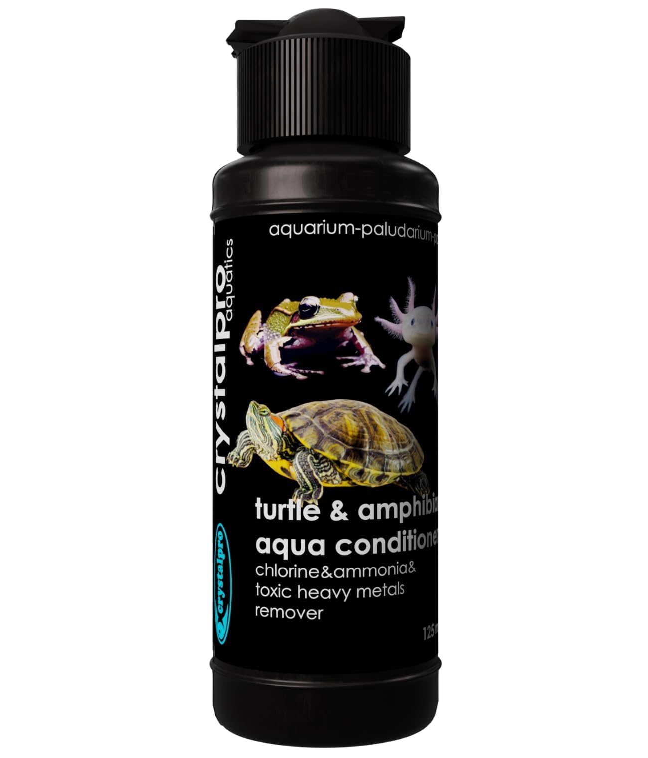 Conditionneur Crystalpro pour tortues et amphibiens — bouteille prête à neutraliser le chlore.