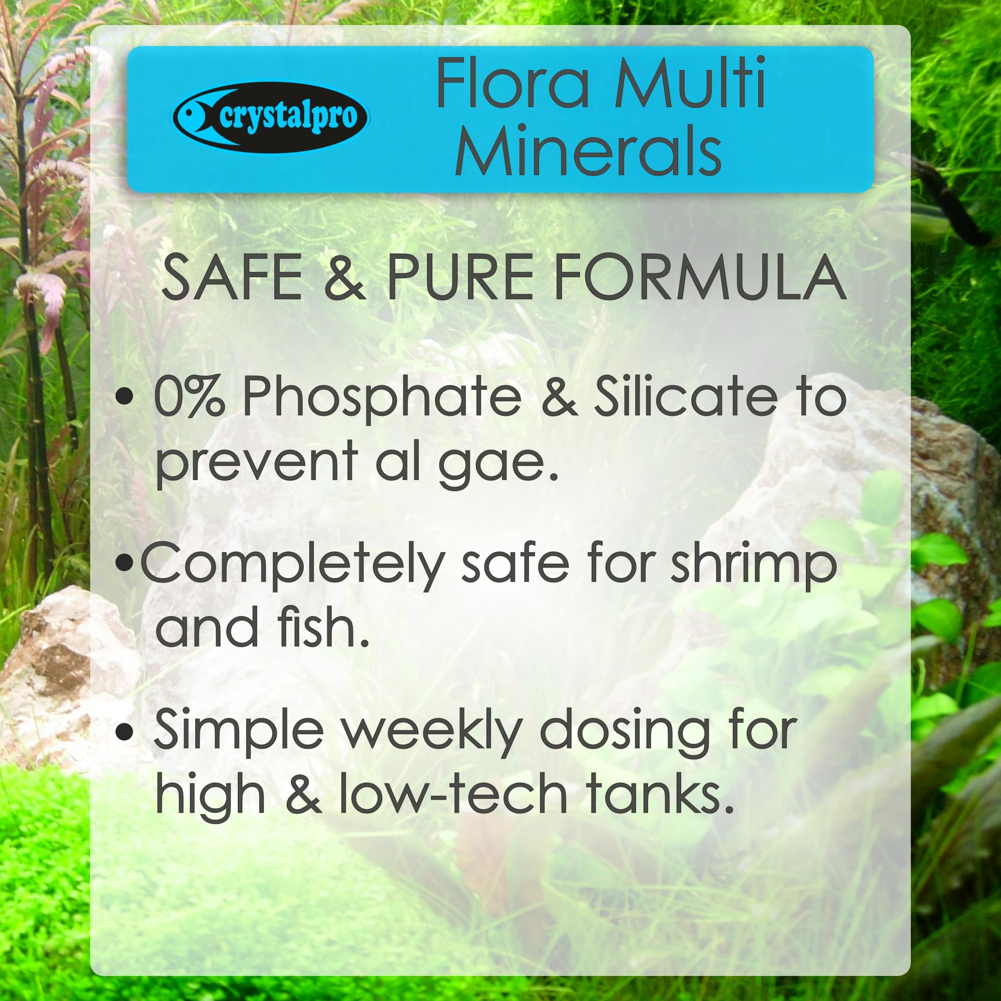 Crystalpro Flora Multi Minerals, plantes d'aquarium vertes gra6fce 0 l'apport mine9ral cible9