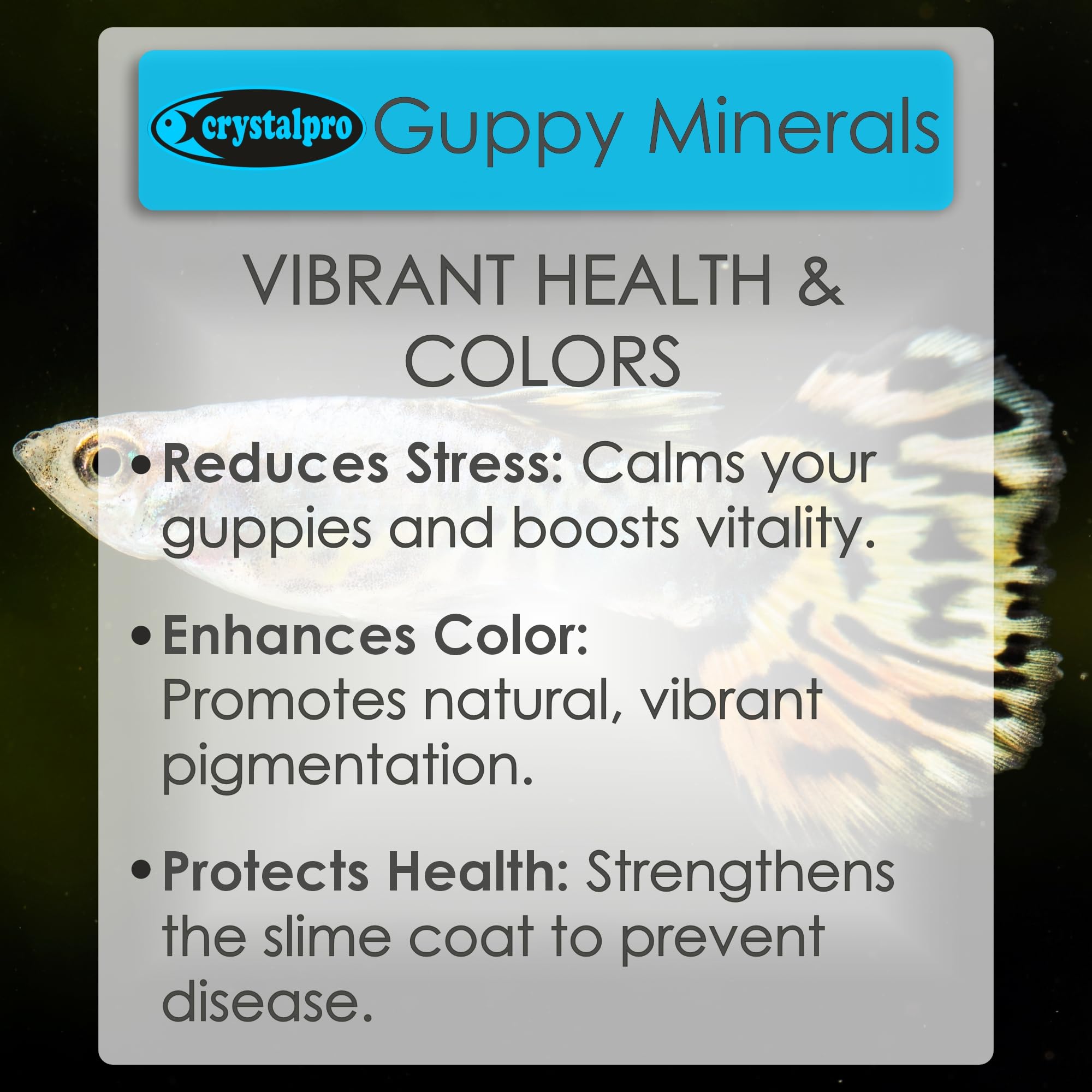 Crystalpro Guppy Minerals, ajout minéraux pour équilibre de l'eau.
