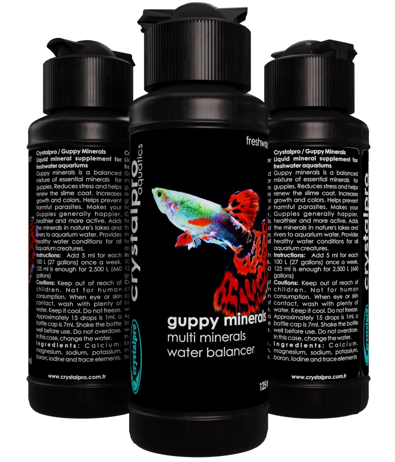 Crystalpro Guppy Minerals, eau minéralisée pour guppys et plantes.