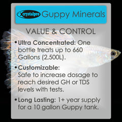 Crystalpro Guppy Minerals, guppies actifs grâce aux minéraux essentiels.