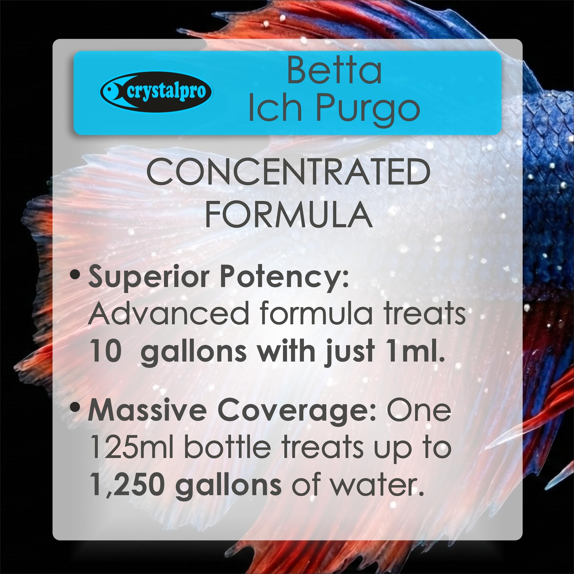Crystalpro Betta Ich Purgo, application-directe-aquarium, pratique pour un traitement direct.