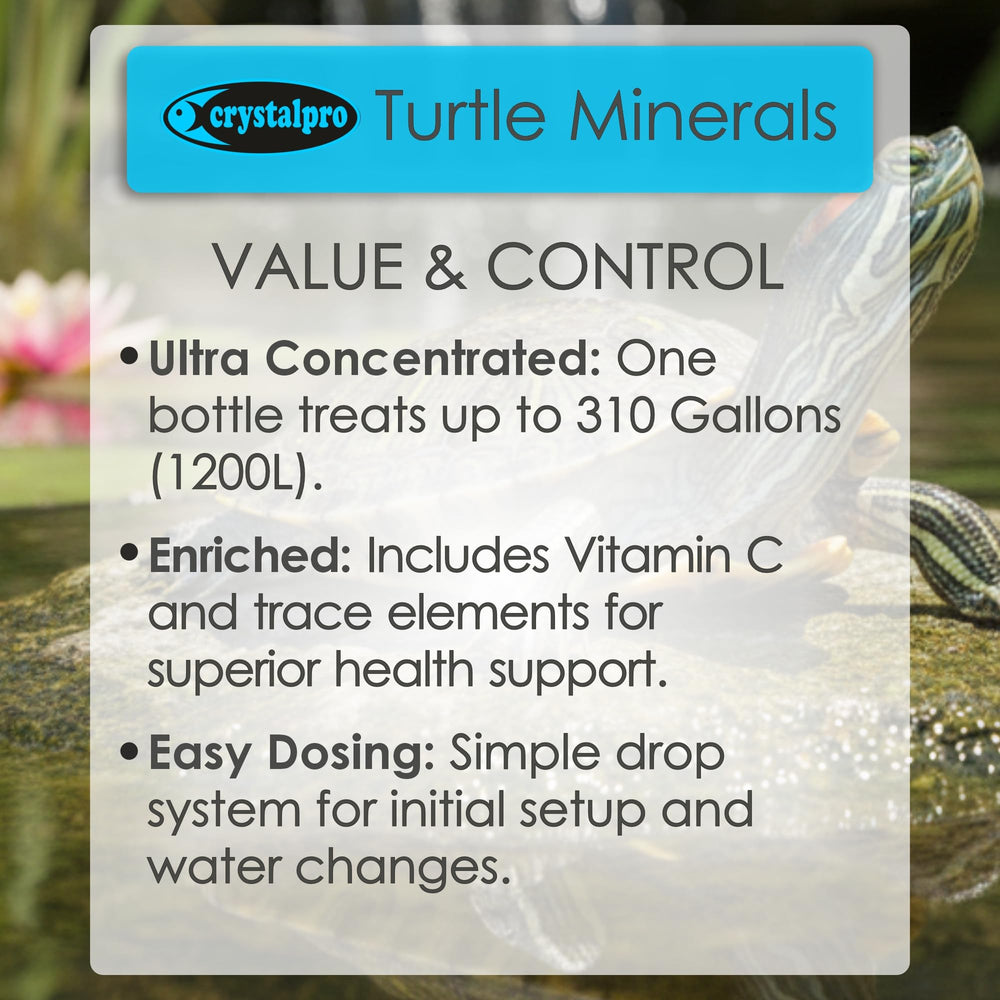 Crystalpro Turtle Minerals — calcium et magnésium inclus pour le soutien des coquilles.