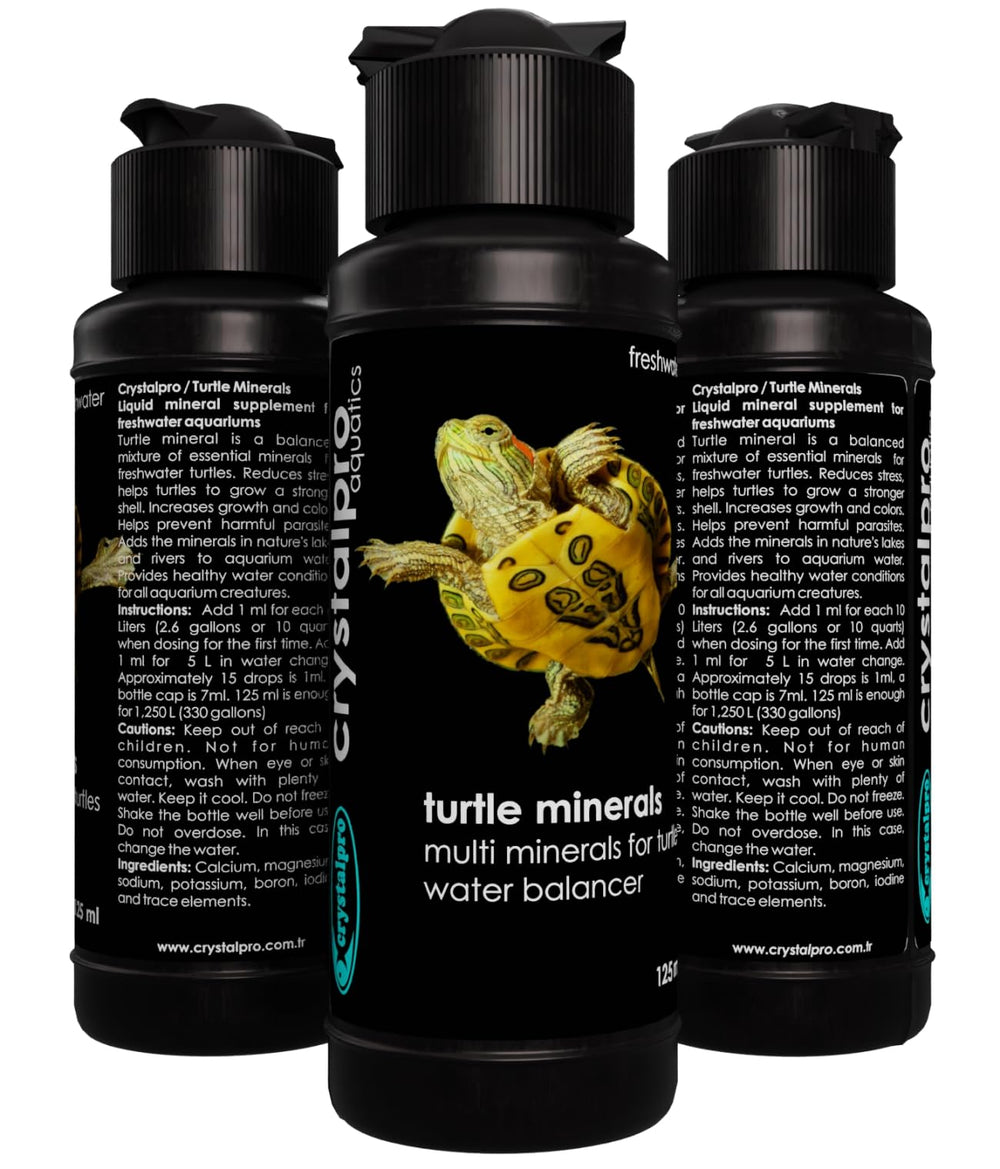 Crystalpro Turtle Minerals — capuchon doseur, pratique lors des changements d'eau.