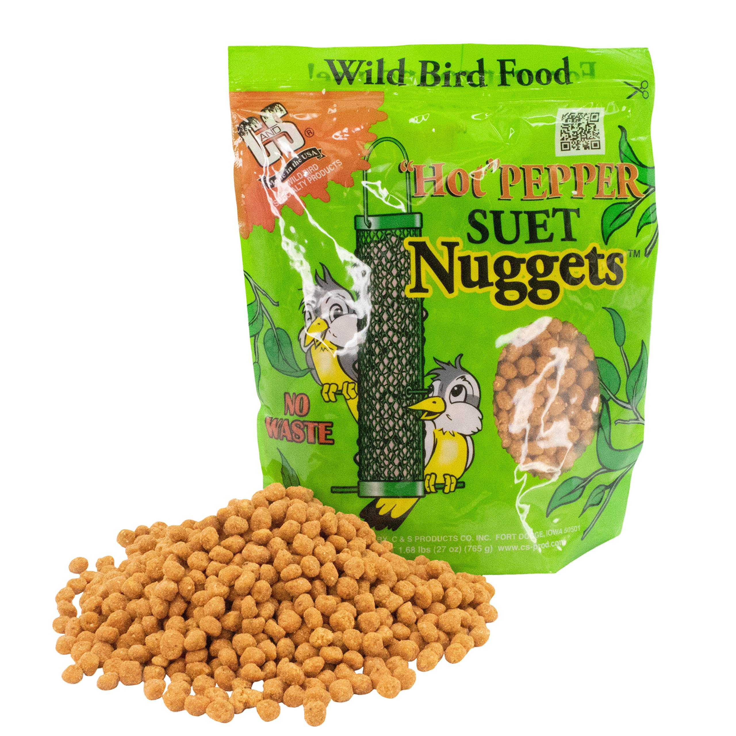 Nuggets poivre chaud C&S dans mangeoire, attire davantage d'oiseaux.