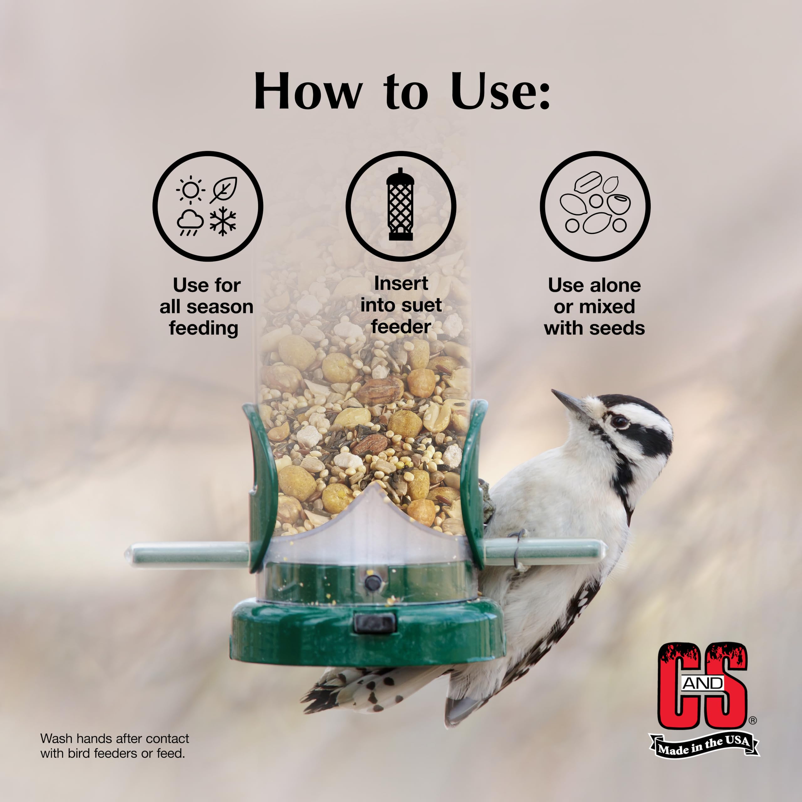 Nuggets doux de C&S Woodpecker fondent lentement, attirant les oiseaux.