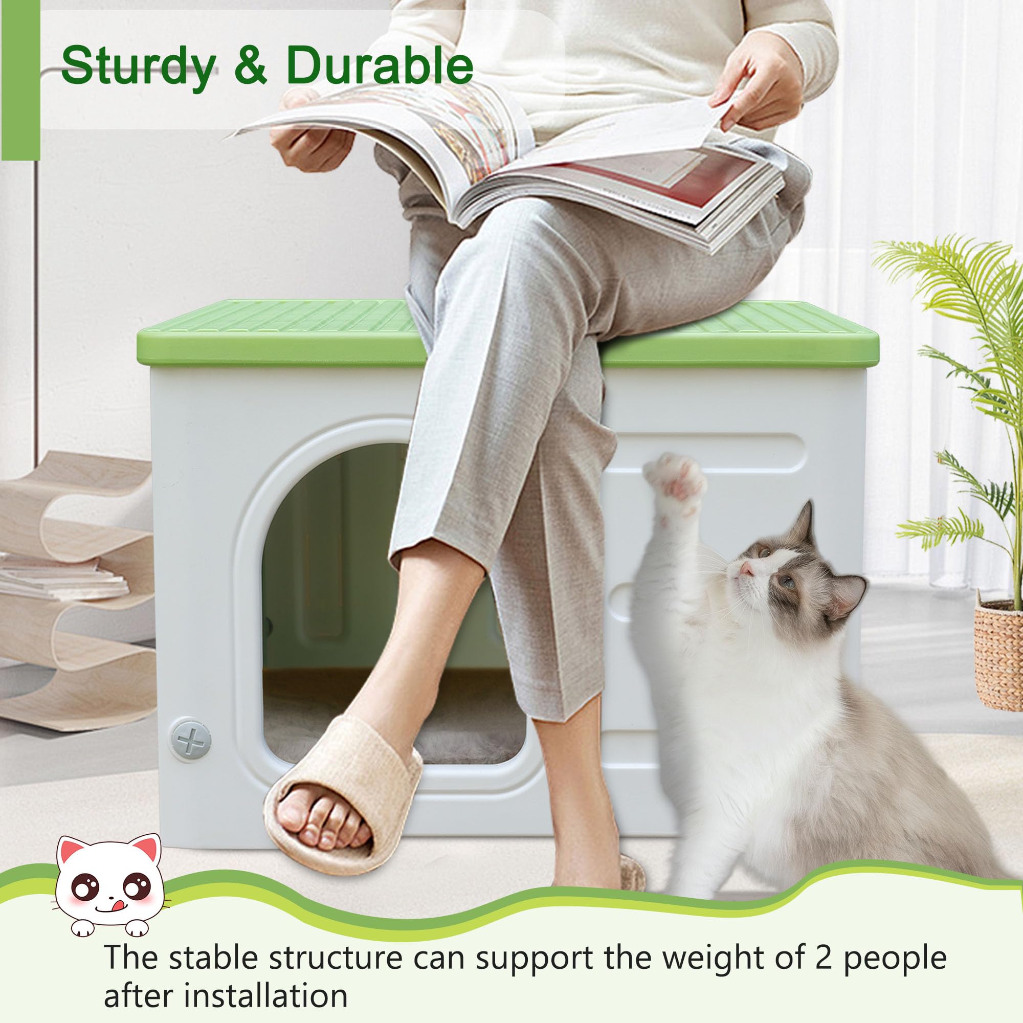 CSQOO cabane-chat-extérieure-intérieure: usage polyvalent intérieur et extérieur.