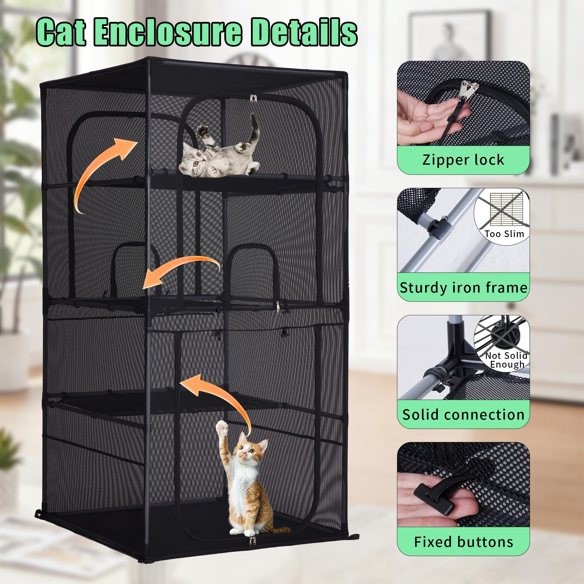 CSQOO Catio Nettoyage Facile simplifie l’entretien et le rangement.