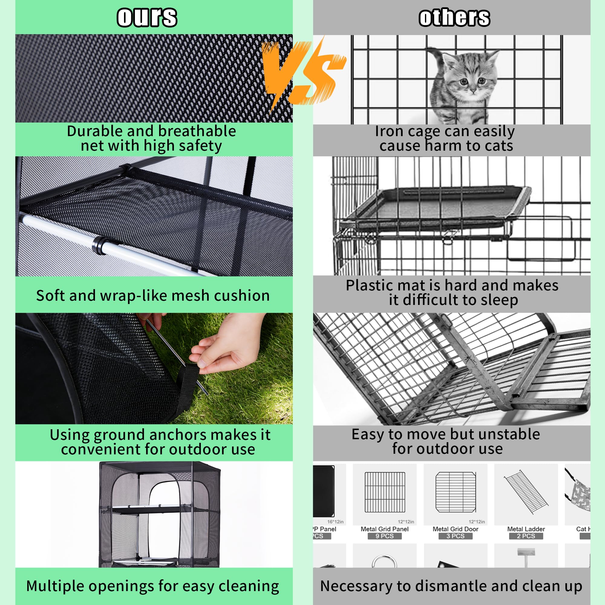 CSQOO Catio Stabilite au sol Piquets assure une installation stable.