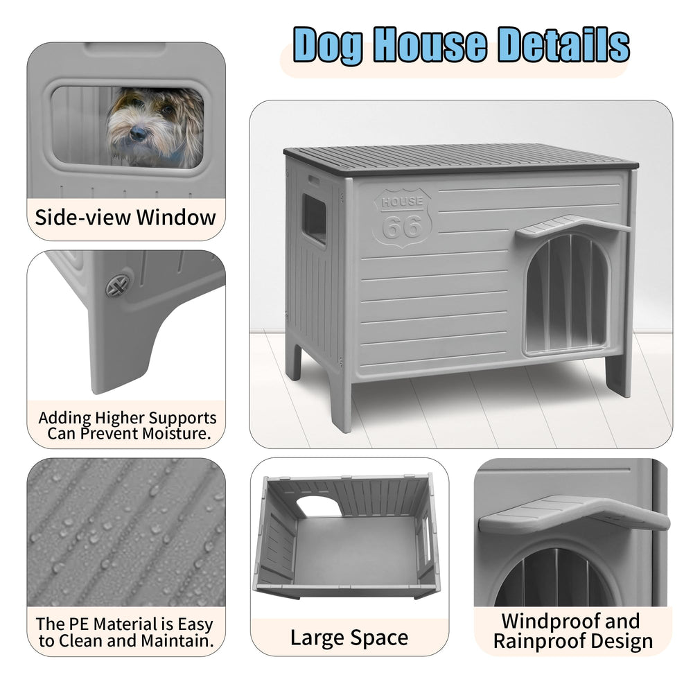 CSQOO maison-chien-plastique fenetre-latale pour ventilation efficace.
