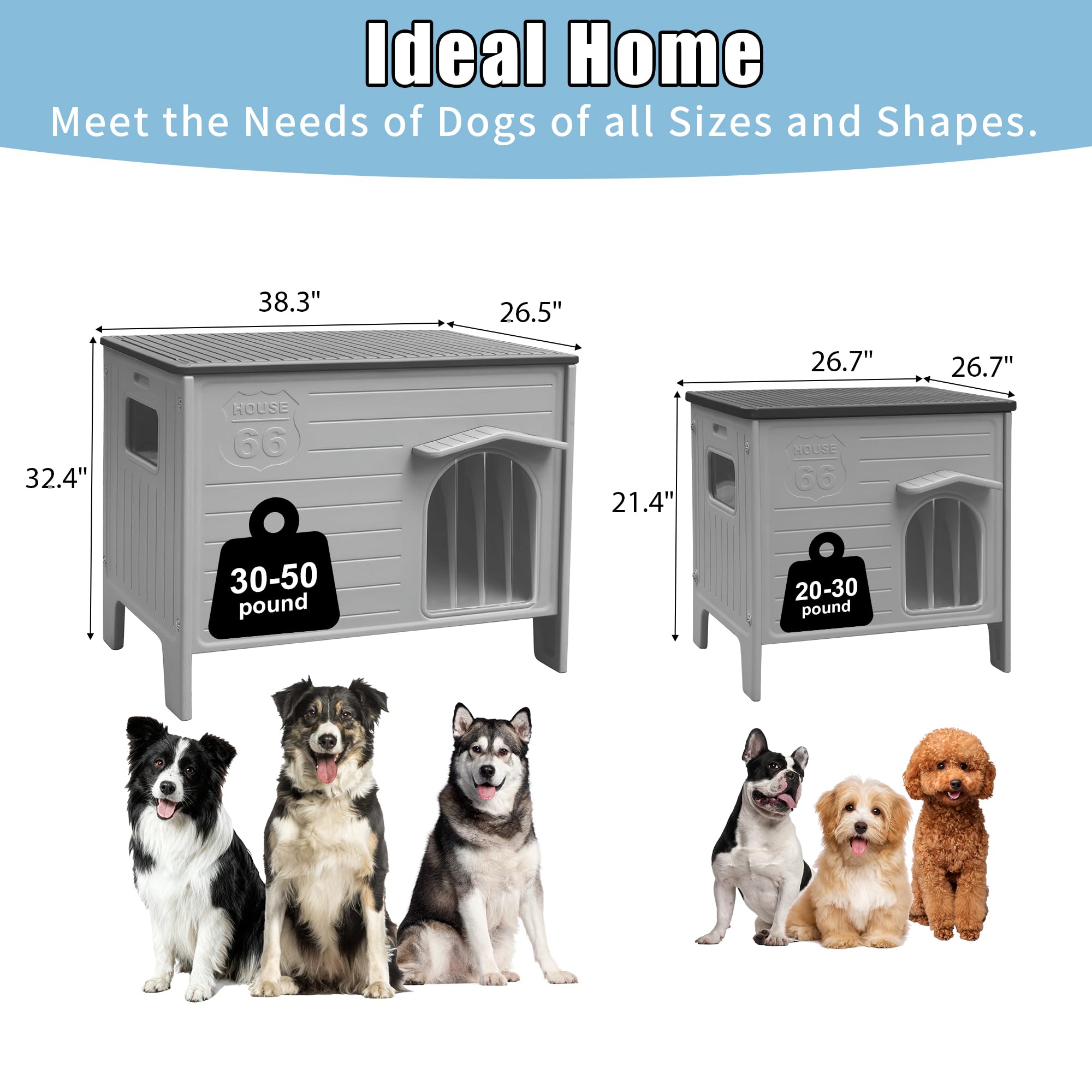 CSQOO maison chien plastique sol-eleve pour eviter l humidite.