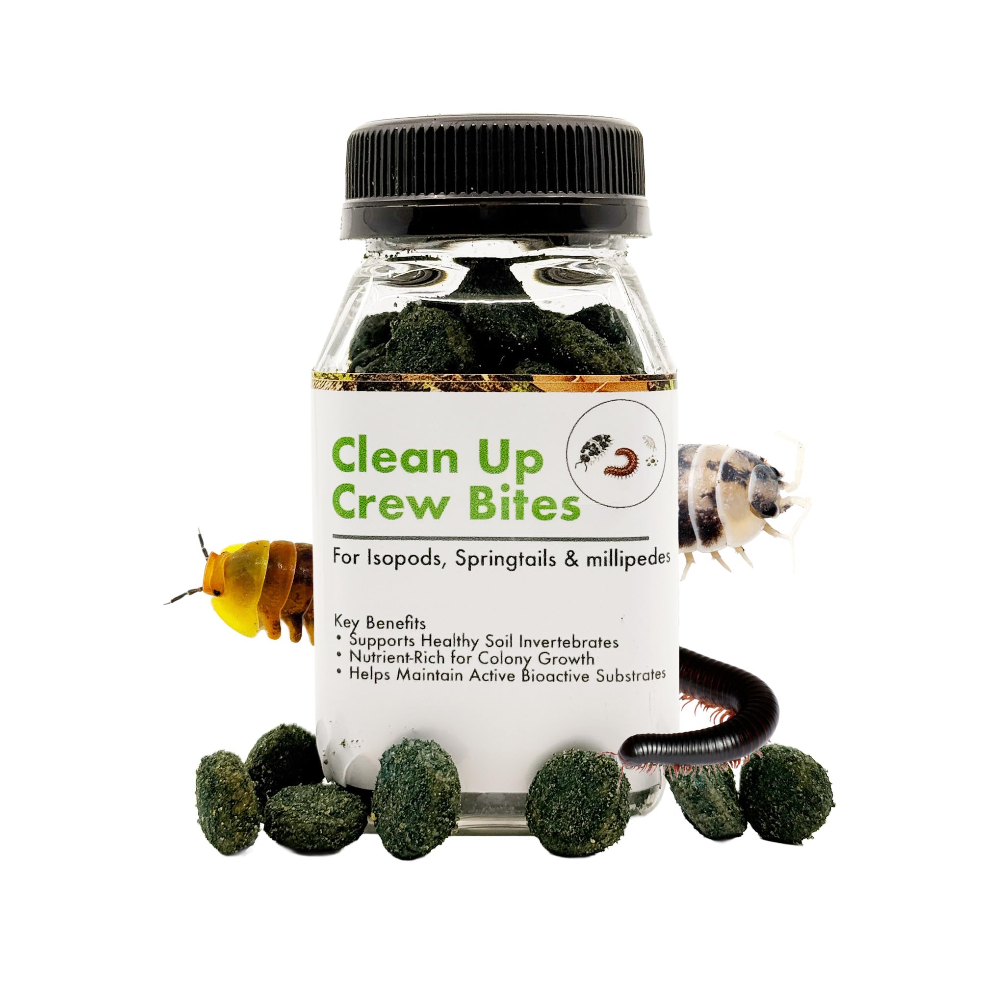 CTWPets Clean Up Crew Bites, emballage clair et pratique pour nourrir les microfaunes.