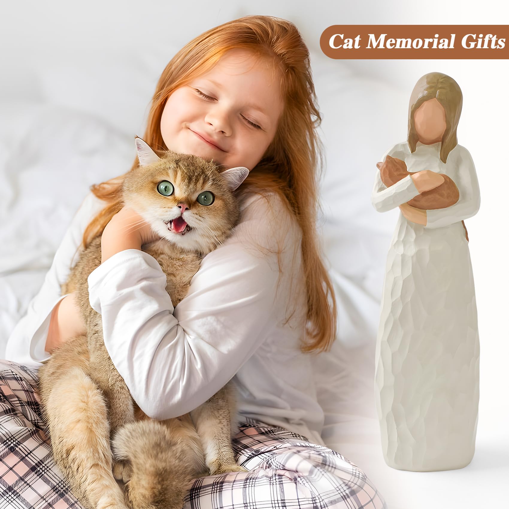 Cuayaes statue-ange-garde-chat: présence apaisante dans votre décor mémoriel.