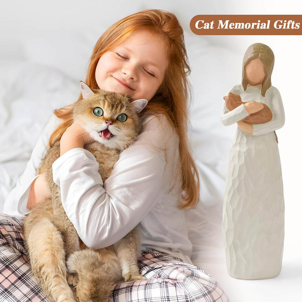Cuayaes statue-ange-garde-chat: présence apaisante dans votre décor mémoriel.
