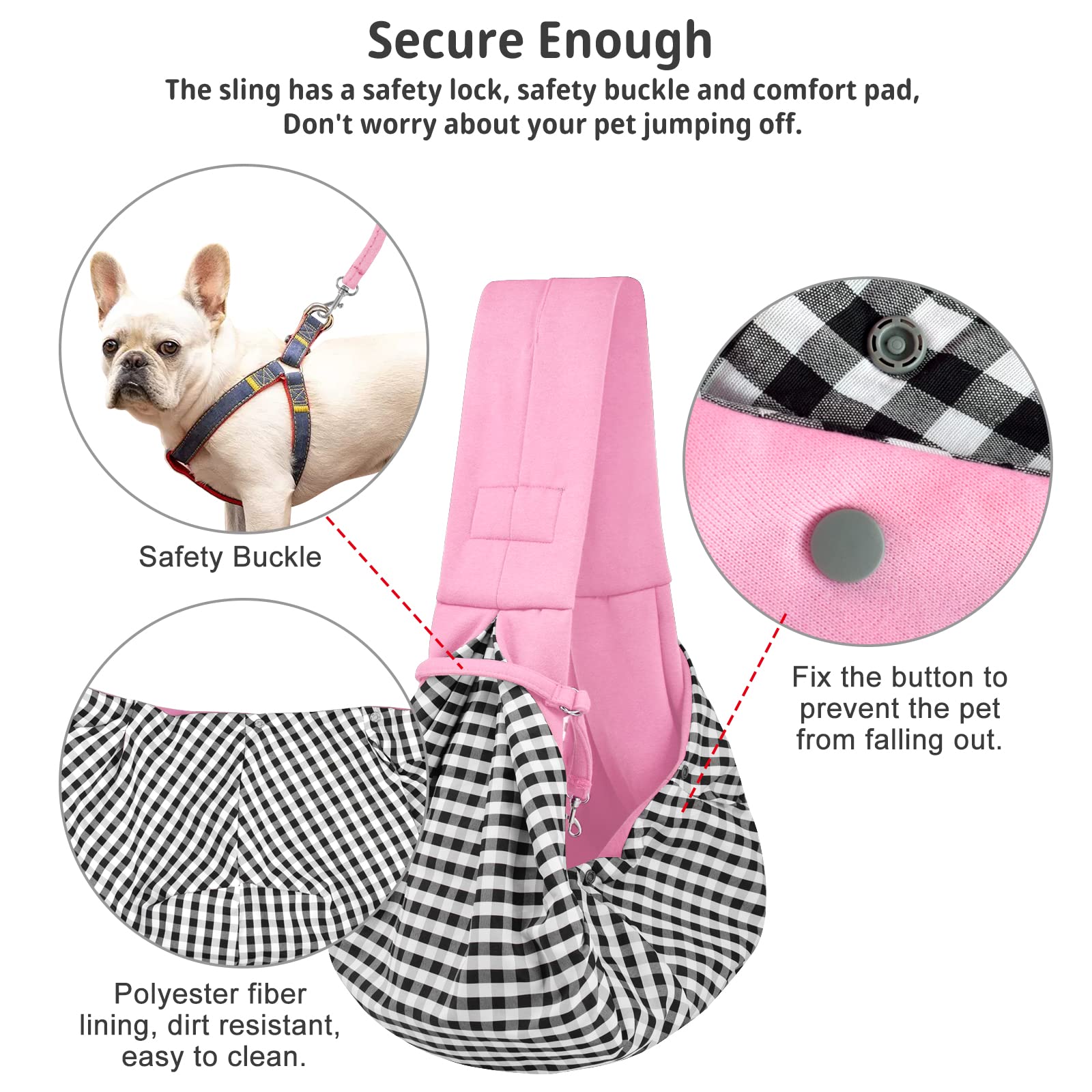 CUBY porte-chien-chat rose, tissu doux et confort respirant pour l'animal.