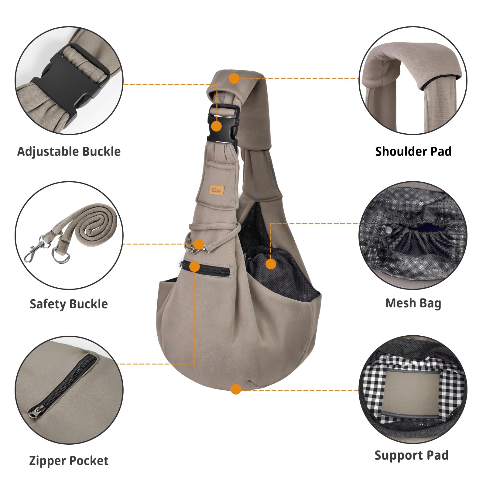 Cuby sling ouverture mesh ajustable pour ventilation et sécurité.