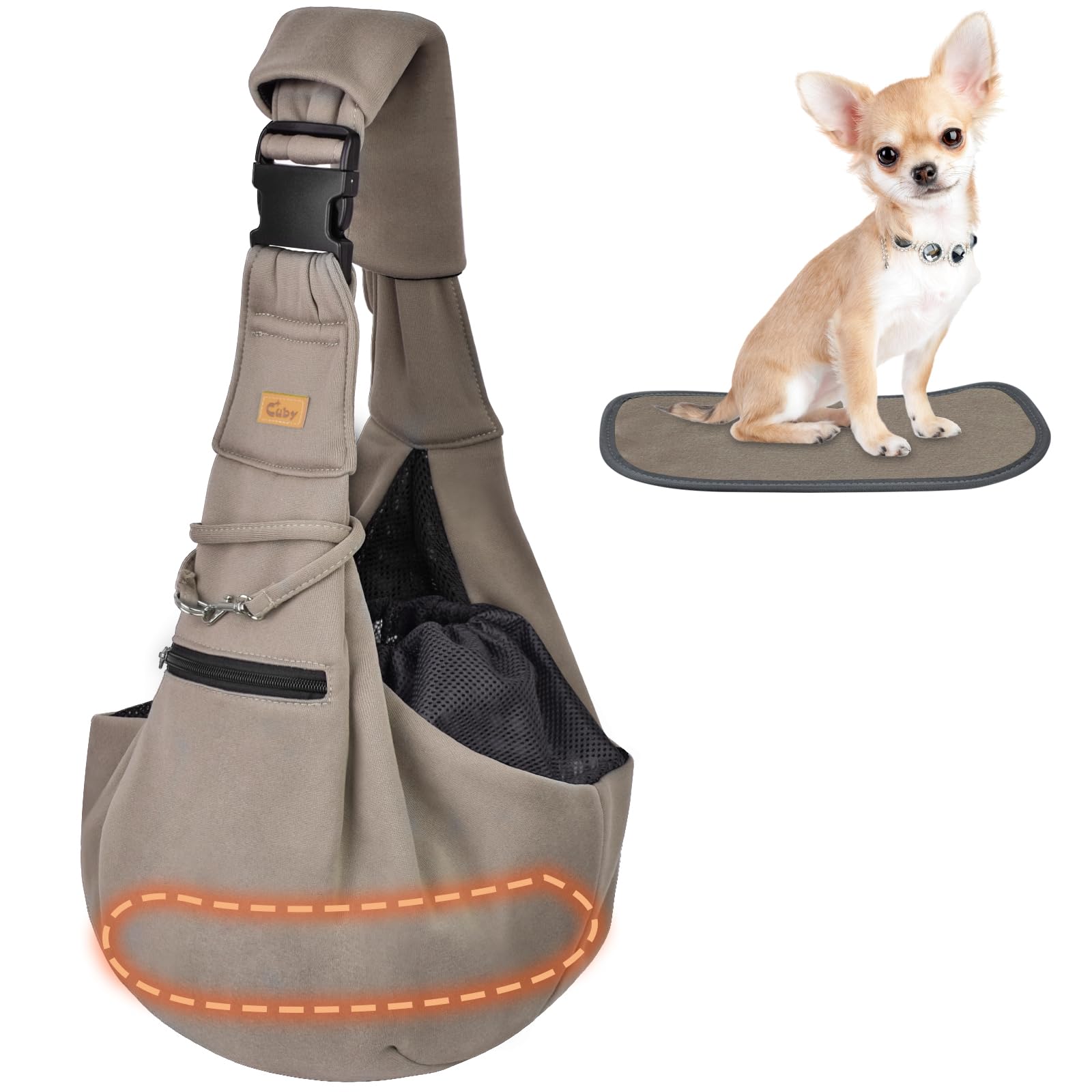 Cuby sling porte-petit-chien avec sécurité double pour sorties confiantes.