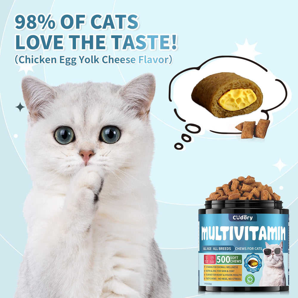 Cudory Chat Multivitamines Croquant-Crémeux: texture savoureuse pour énergie et métabolisme.