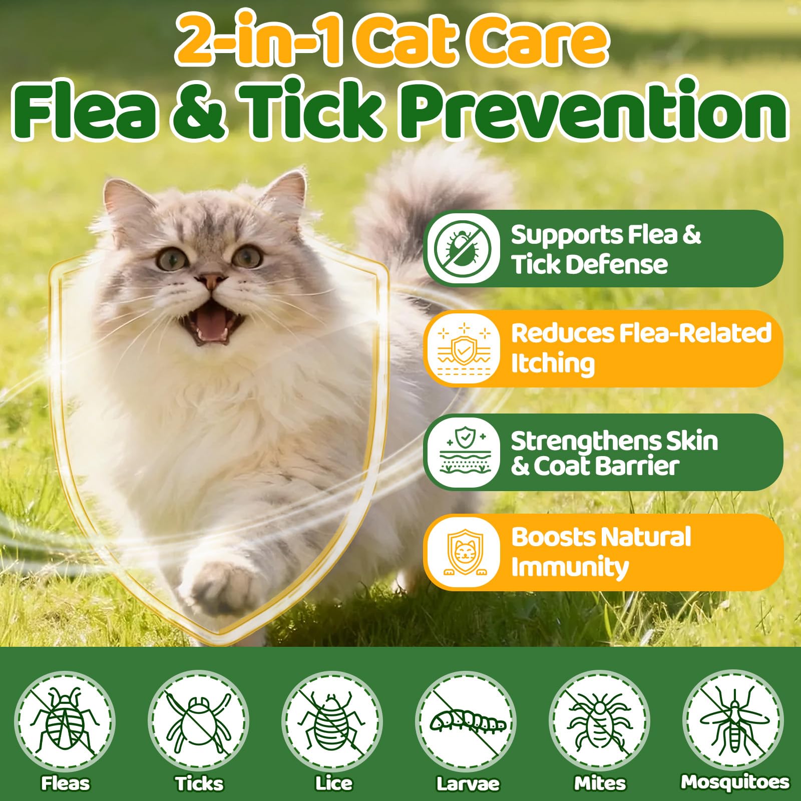 Cudory: prévention puces pour chat, bouchées faciles à donner.