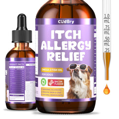 Gouttes anti-allergie Cudory dans un flacon pour le confort quotidien du chien.