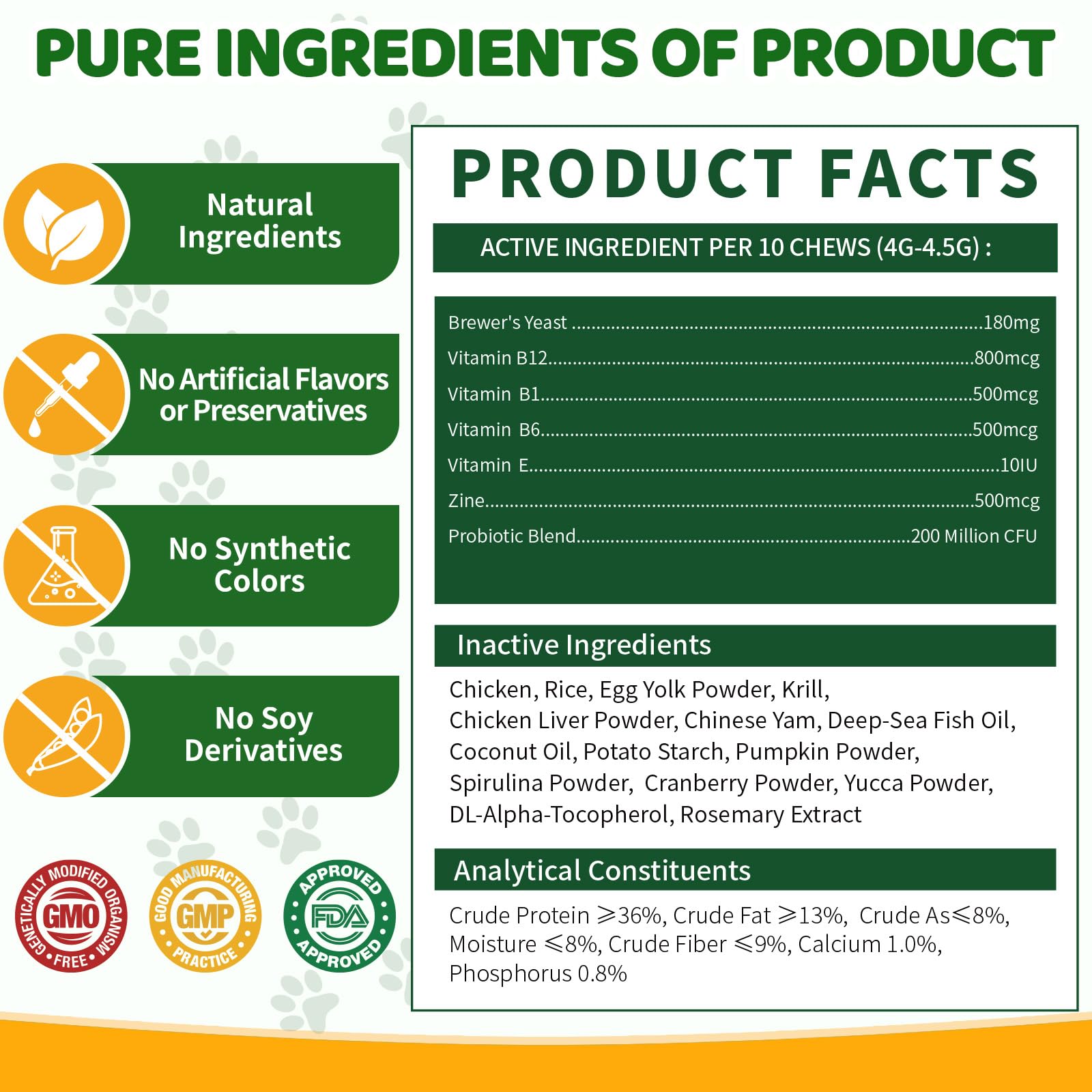 Cudory: peau et pelage plus sains grâce à la vitamine E et le zinc.