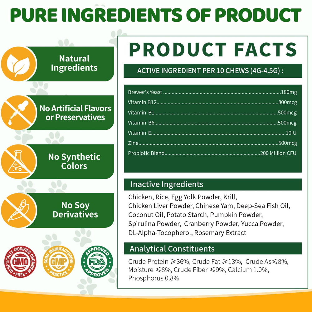 Cudory: peau et pelage plus sains grâce à la vitamine E et le zinc.