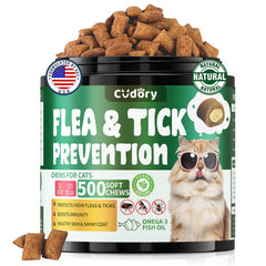 Cudory vue-scène prévention puces et tiques pour chats.