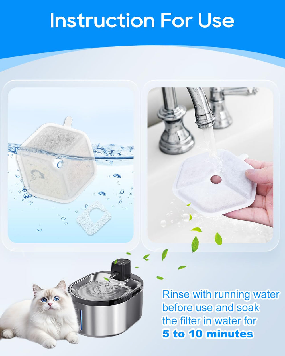 Carbone actif Cunina filtration efficace pour eau plus fraiche des chats