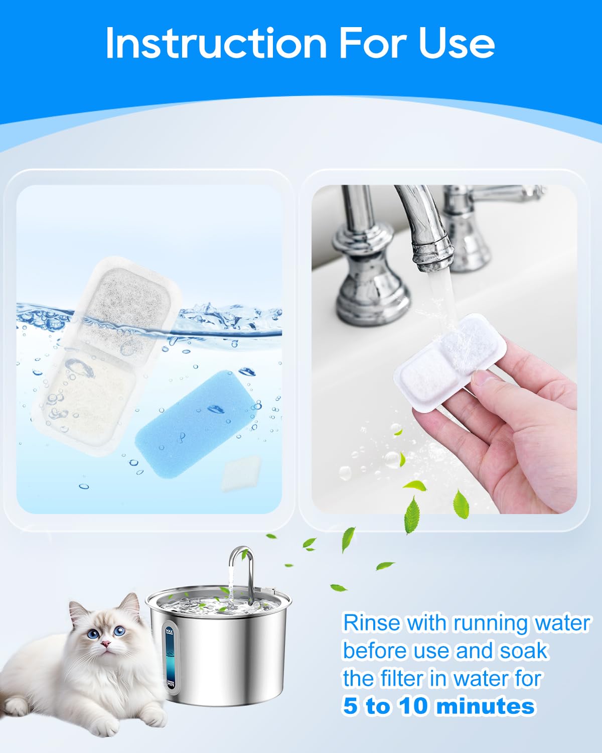 Eau potable plus agréable grâce au filtre Cunina pour fontaine.