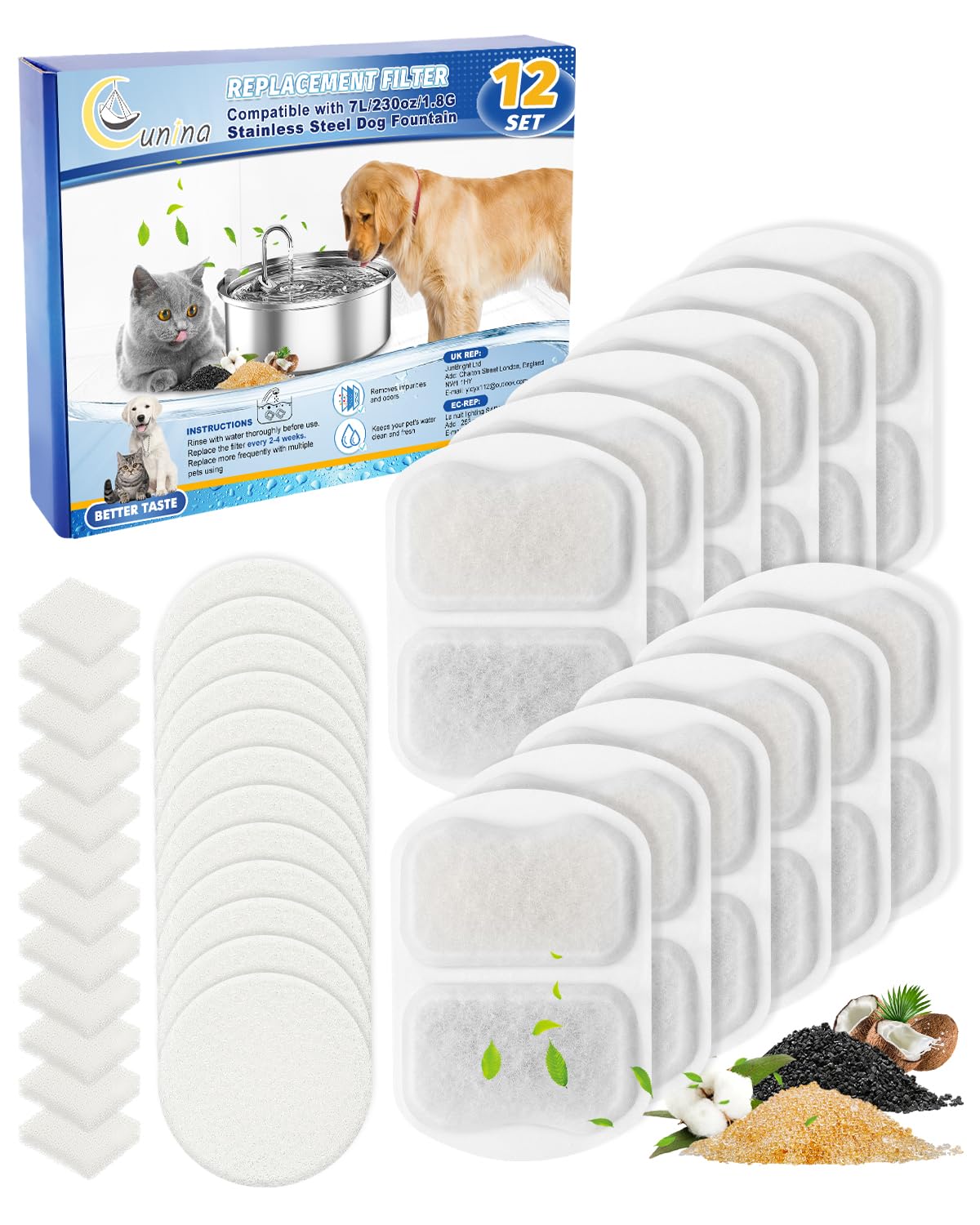 Filtre Cunina pour chien compatible Oneisall 7L, améliore le goût et réduit les impuretés.
