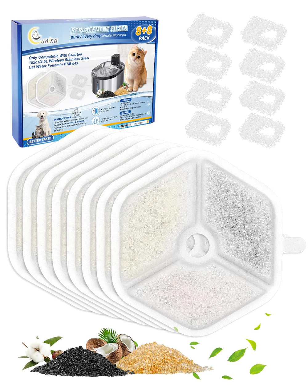 Filtre Cunina pour fontaine Smartoo 152oz purifie l eau et reduit les odeurs
