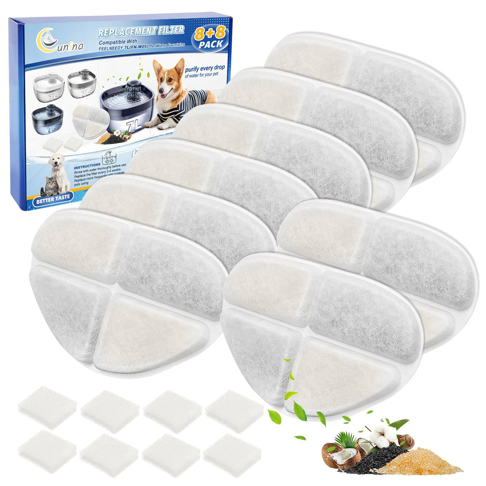 Filtre Cunina lot de 8 pour chien en emballage prêt à installer.