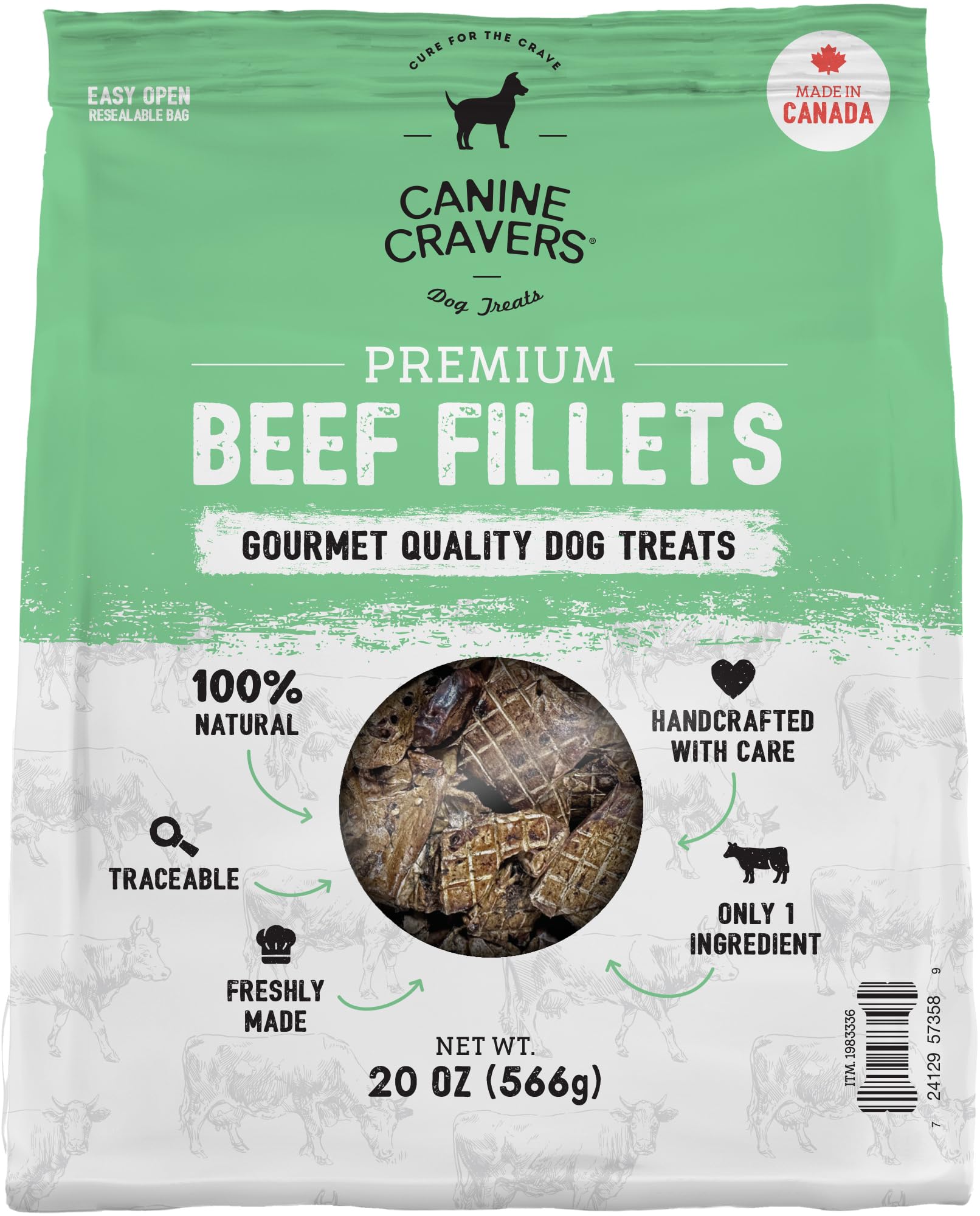 CURE FOR THE CRAVE CANINE CRAVERS : filets-de-boeuf, saveur naturelle, récompense idéale.
