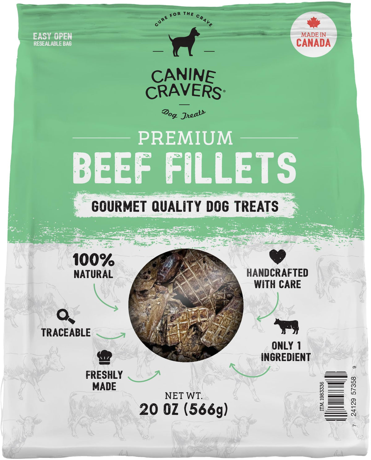 CURE FOR THE CRAVE CANINE CRAVERS : filets-de-boeuf, saveur naturelle, récompense idéale.
