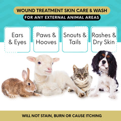 Curicyn ingredients naturels sans irritants, formulation douce pour la peau animale.