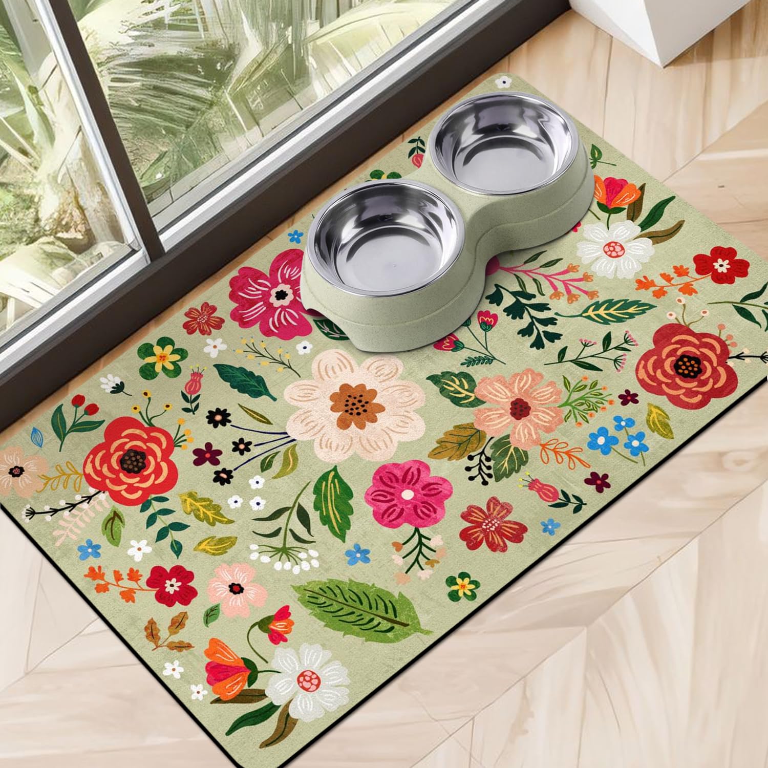 Cuslnox tapis alimentation absorbant rapide en action sur le sol