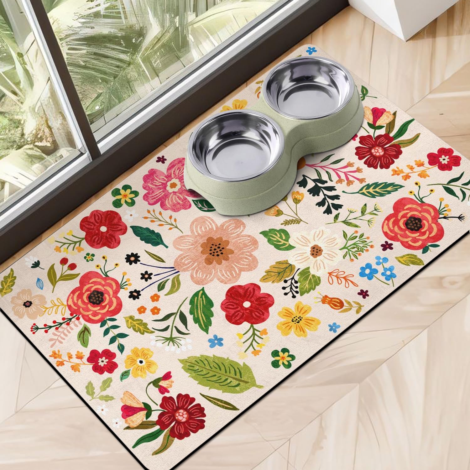 Tapis Cuslnox pour gamelle chien absorbant, évite les flaques et sèche rapidement.