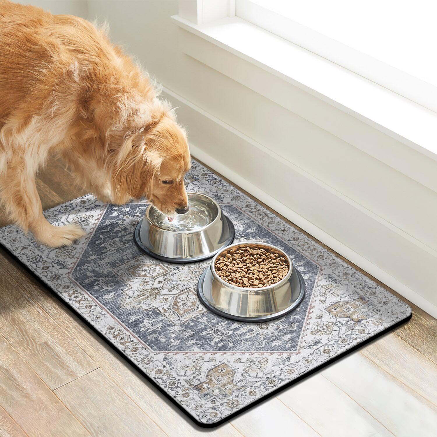 Cuslnox tapis anti-glisse pour bol de chat, reste en place pendant le repas